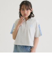 袖メッシュハーフジップ半袖Tシャツ