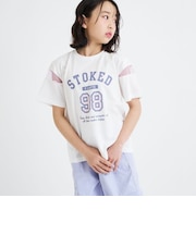 袖チュール切替ナンバリング半袖Tシャツ