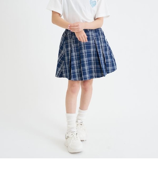 チェックフロントプリーツスカート