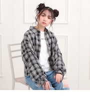 【セットアイテム】起毛チェックシャツ＋ロンT