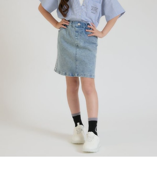 ラインストレッチ台形スカート