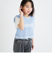 【洗える】メッシュニットベスト+半袖Tシャツ