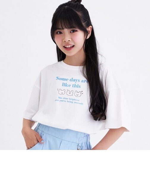 【デイリープライス】【綿100%】ゆるくまイラストカラバリ半袖Tシャツ
