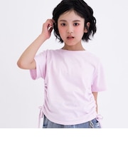 【接触冷感】ラインストーン脇ドロストTシャツ