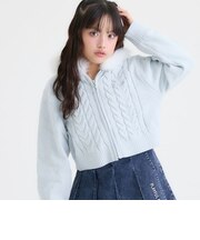【洗える】モールニットファージップパーカー