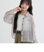 チェックシアー袖ドロストシャツ+タンクセット