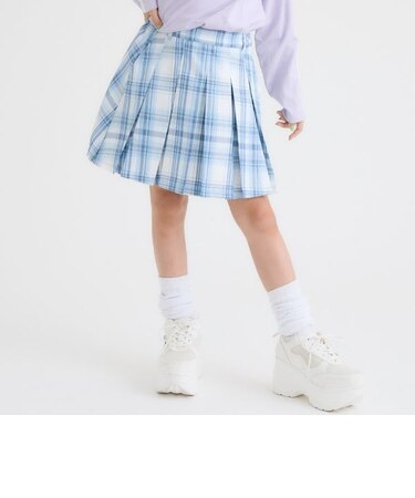 【イージーケア】チェックフロントプリーツスカート
