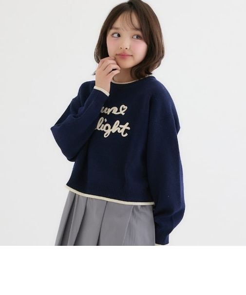 【洗える】もちもちコード刺しゅうニット