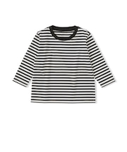 ベビー　あたまするっと　綿天竺編みクルーネック長袖Ｔシャツ　ボーダー