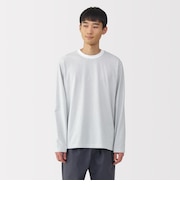紳士 天竺編みクルーネック長袖Tシャツ(ボーダー)