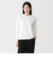 婦人 天竺編みクルーネック長袖Tシャツ