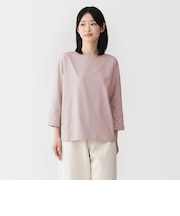婦人 天竺編みボートネック七分袖Tシャツ