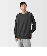 紳士 素材に還るワッフル編みクルーネック長袖Tシャツ