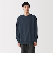 紳士 素材に還るワッフル編みクルーネック長袖Tシャツ