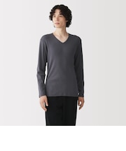 紳士 あったか綿 Vネック長袖Tシャツ