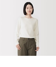 婦人 あったか綿 厚手ジャカード クルーネック長袖Tシャツ