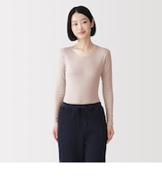 婦人 あったか綿 クルーネック長袖Tシャツ