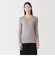 婦人 あったか綿 クルーネック長袖Tシャツ
