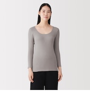 婦人 あったか綿 Uネック八分袖Tシャツ