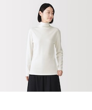 婦人 あったか綿 厚手 タートルネック長袖Tシャツ