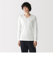 紳士 あったか綿 厚手 Vネック長袖Tシャツ