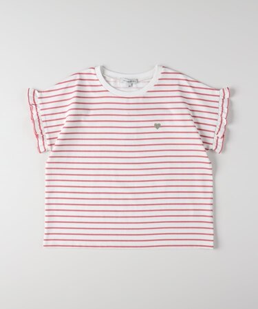 VIVIAN BLUE(ヴィヴィアンブルー)ボーダープリントフリルTシャツ