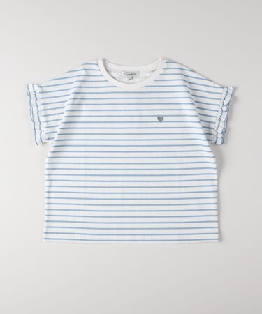 VIVIAN BLUE(ヴィヴィアンブルー)ボーダープリントフリルTシャツ