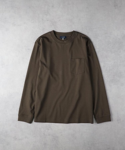 《遮熱/接触冷感/さらっと心地良い》シルケット加工胸ポケットロングスリーブTシャツ