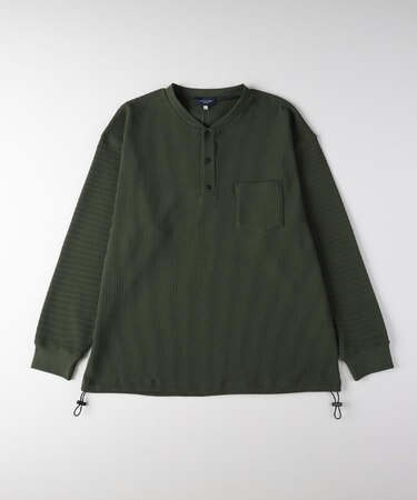 BACK NUMBER(バックナンバー)【メンズ】ドライタッチワッフルヘンリーロングスリーブTシャツ
