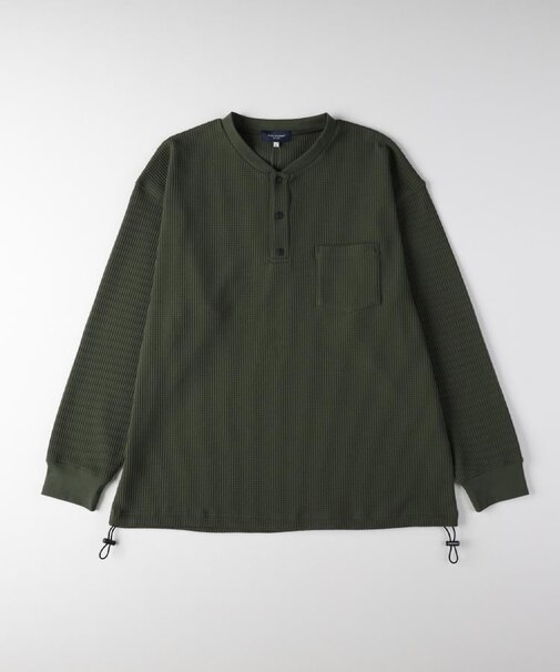 BACK NUMBER(バックナンバー)【メンズ】ドライタッチワッフルヘンリーロングスリーブTシャツ