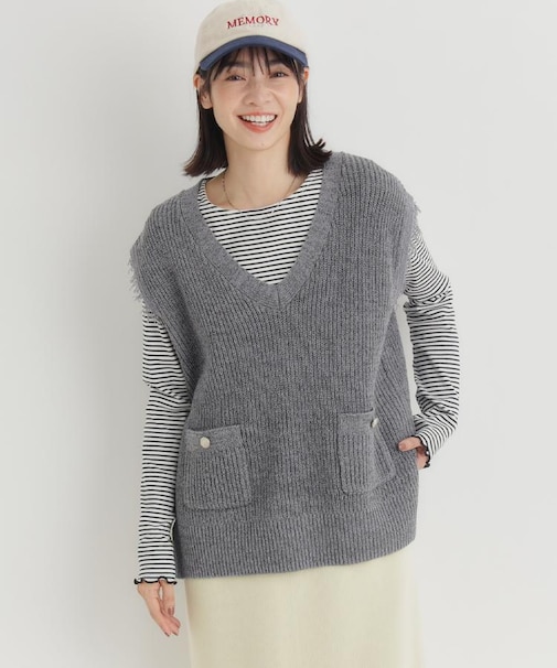 ニットフリンジベスト