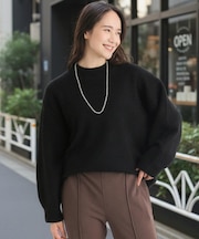 HONEYSUCKLE ROSE(ハニーサックルローズ)【レディース】ボリュームモックネックセーター(6色展開/ゆったりシルエット/ヒップ周りカバー)