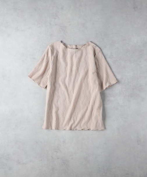 HONEYSUCKLE ROSE(ハニーサックルローズ)【レディース】ウェーブジャカード半袖Tシャツ