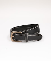 BACK NUMBER(バックナンバー)34mmレザーサイドステッチスクエアバックルベルト