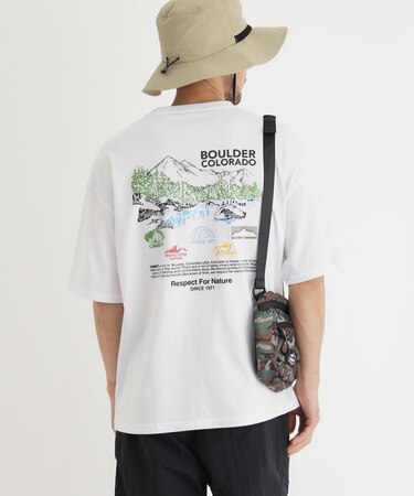 CAMP7 手書き風バックプリントTシャツ