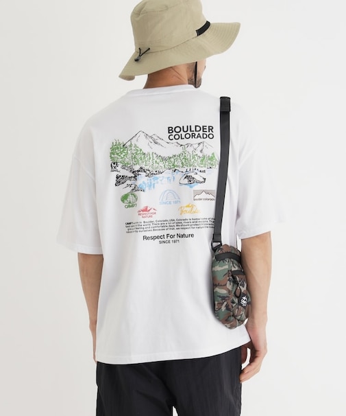 CAMP7 手書き風バックプリントTシャツ