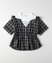 《110-160cm展開》肩あきフェイクレイヤードシャツ