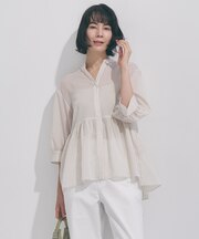 【野呂佳代さん着用】ペプラム ギャザーブラウス
