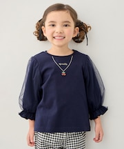 チュール袖 七分Tシャツ