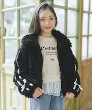 サイドライン リボン ボアブルゾン