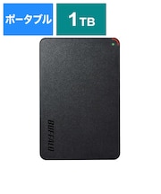 BUFFALO　外付けHDD USB-A接続 (Chrome/Mac/Windows11対応) ブラック [1TB /ポータブル型] HDPCFS1.0U3BBA