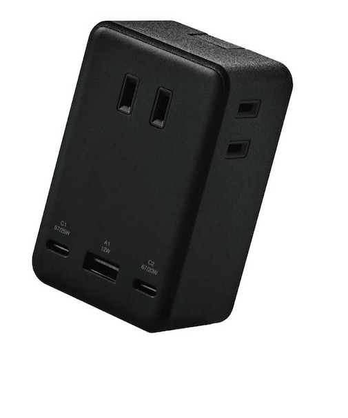 エレコム　電源タップ コンセント ×3 USB-C ×2 USB-A ×1 ポート付き PSE適合 67W PD対応 MacBook WindowsPC iPhone Android スマホ充電対応 ブラック TU093AC2BK