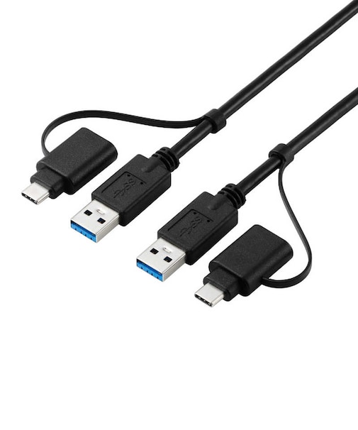 エレコム　データ移行ケーブル USBリンクケーブル 1.5m Win11/10/Mac対応 USB3.0/5Gbps 高速転送 ドラッグ＆ドロップ インストール不要 キーボード・マウス共有 Type-C変換付 UCTV8BK