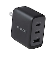 エレコム USB 充電器 70W PD PPS対応 3ポート USB-C×2+USB-A GaN II コンパクト AdjustCharge搭載 折りたたみプラグ PSE適合 ACDCPD12770BK