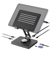 エレコム タブレット向け スタンド型 ドッキングステーション USB Type-C HDMI 最大4K60Hz PD対応 SD microSD USB-A 2ポート 13インチ対応 360度回転 グレー DSTT060BPGY