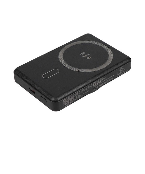 OWLTECH　モバイルバッテリー 5000mAh 準固体電池採用 マグネット式ワイヤレス充電 スマホリング搭載 USB Type-C入出力 ［USB Power Delivery対応 / 1ポート］ ブラック OWLLPB5025MGBK
