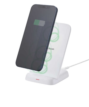エレコム　ワイヤレス充電器 Qi認証 充電スタンド 高速充電 横置き/縦置き ( iPhone Pixel Xperia Galaxy Android AirPods 各種対応 ) ホワイト WQS11WH