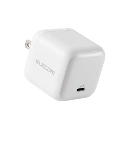 エレコム　USB 充電器 65W PD PPS対応 1ポート USB-C GaN II コンパクト 折りたたみプラグ PSE適合 MacBook iPad iPhone Switch 対応 ホワイト MPAAC12465WH