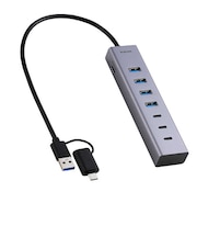 エレコム USBハブ 7ポート セルフパワー・バスパワー両対応 USB-A×4 USB-C×3+ハブ給電用USB-C×1 USB-A→USB-C変換アダプター付 シルバー U3HCT070SV