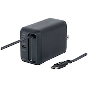 ナカバヤシ 巻取りケーブル付 USB PD充電器 65W対応 JYUACR0165BK